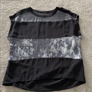 All Saints Black and silver sequin top